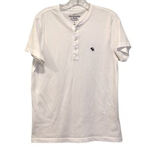Abercrombie & Fitch Small White Muscle Fit Tee Short Sleeve Y2K Retro Moose Logo